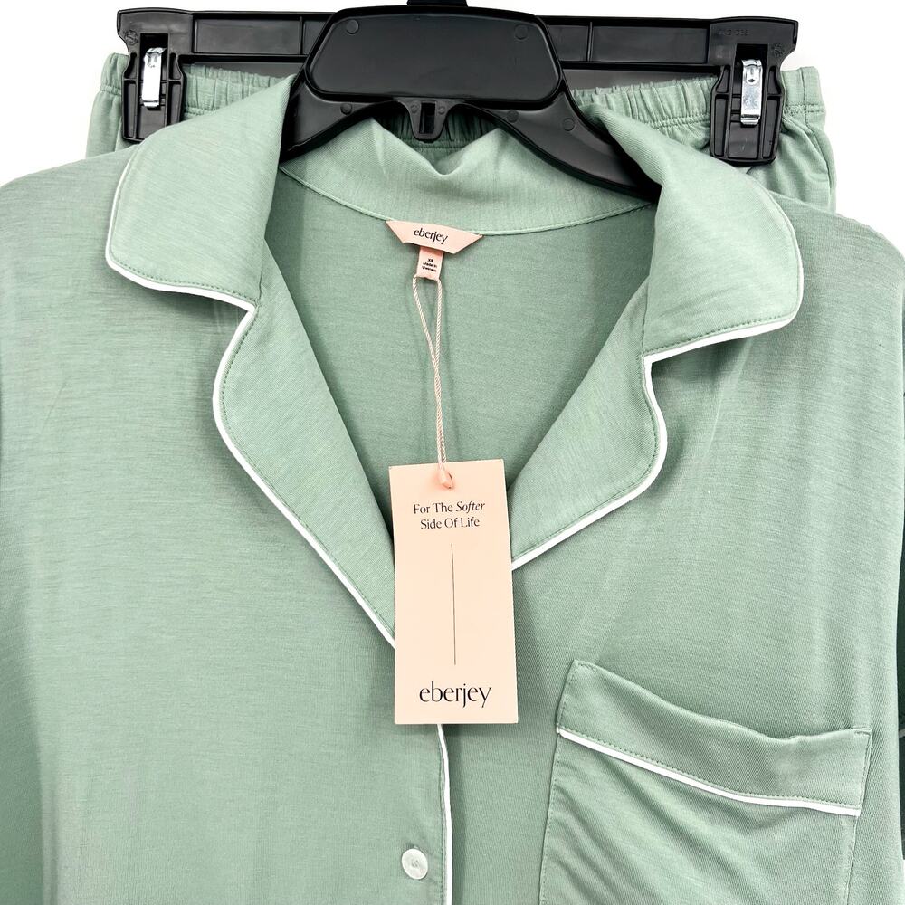 EBERJEY Gisele Relaxed Shorts PJ Set XS Eucalyptus Green TENCEL Modal NWT - Picture 5 of 13